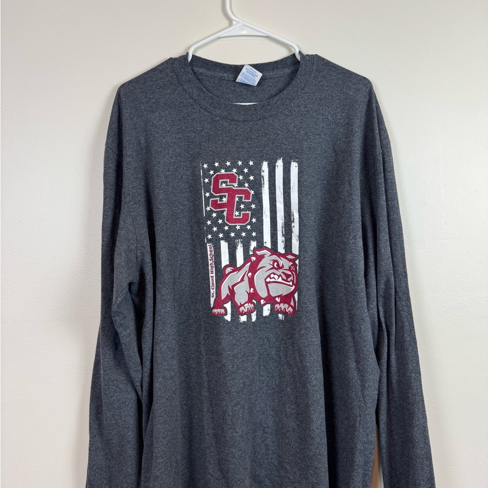 Saint Cloud High Gray Long Sleeve Shirt with Bulldog Graphic